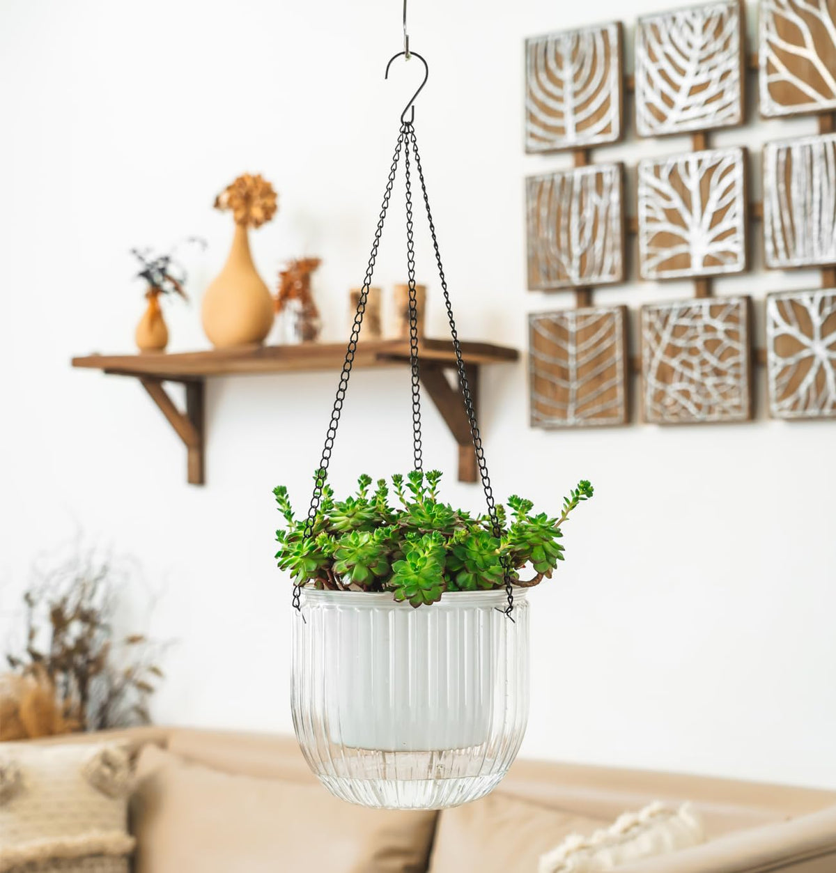 Melphoe self-watering hanging planter inner pot drainage holes ensure healthy roots.
