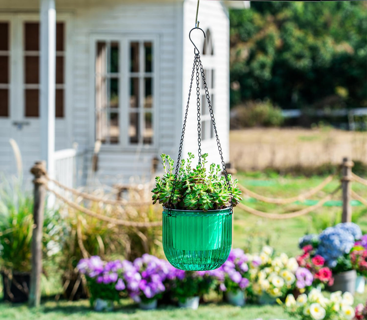 Melphoe planter with transparent outer pot showing water level for easy care