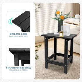 Meluvici black Adirondack side table by poolside.