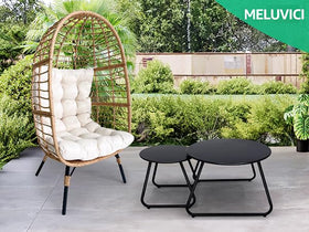 Meluvici black outdoor end tables blend with decks and outdoor spaces.