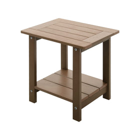 Meluvici double Adirondack side table with 2-tier storage keeps essentials organized outdoors.