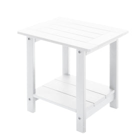 Meluvici double Adirondack side table weather resistant white; ideal outdoor companion.