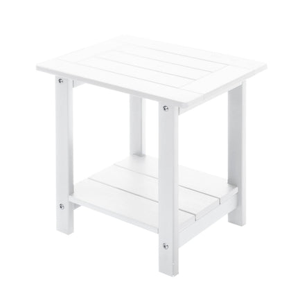 Meluvici double Adirondack side table weather resistant white; ideal outdoor companion.