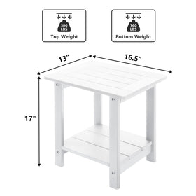 Meluvici easy-clean Adirondack side table; easy to wipe down after outdoor meals.