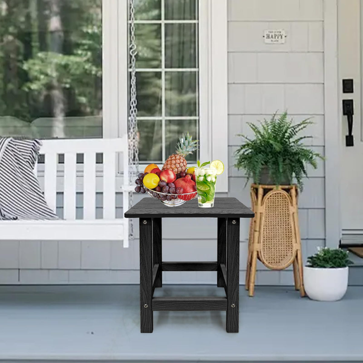 Meluvici HDPS Adirondack table demonstrates durability up to 300 lbs.