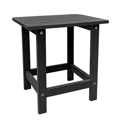 Meluvici outdoor side table beside an Adirondack chair with easy assembly.