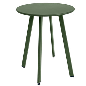 Meluvici Outdoor Table round steel top—weatherproof surface ideal for patios.