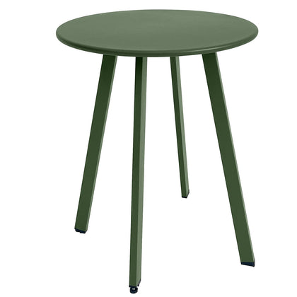 Meluvici Outdoor Table round steel top—weatherproof surface ideal for patios.