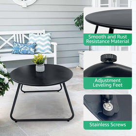Meluvici small round side table nest fits beside chairs on patios.