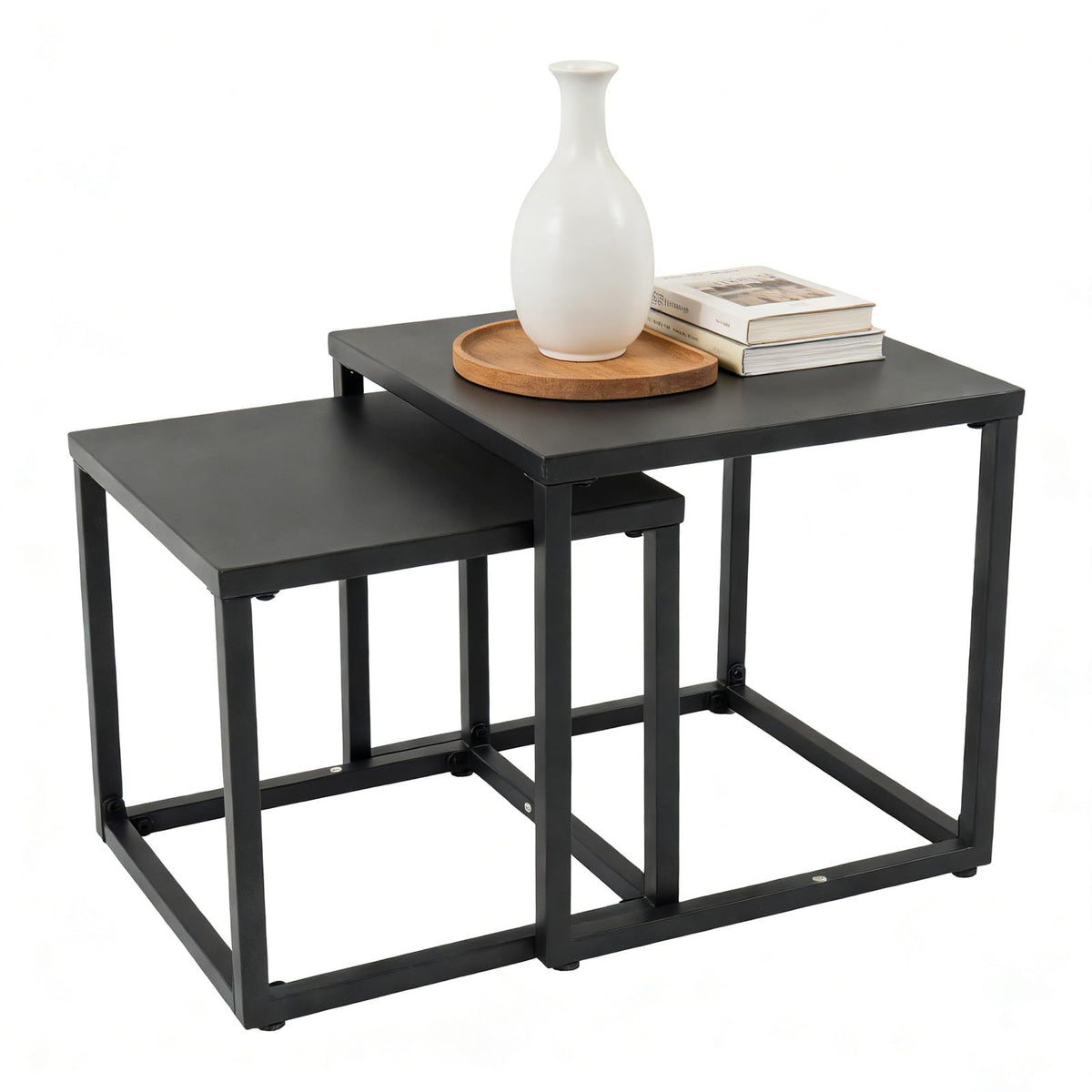 Meluvici patio coffee tables showcase nesting design for space-saving layouts.