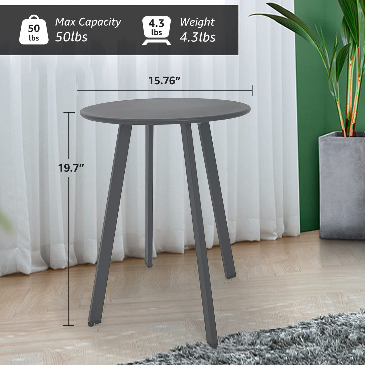Meluvici patio side table shows quick assembly with five screws