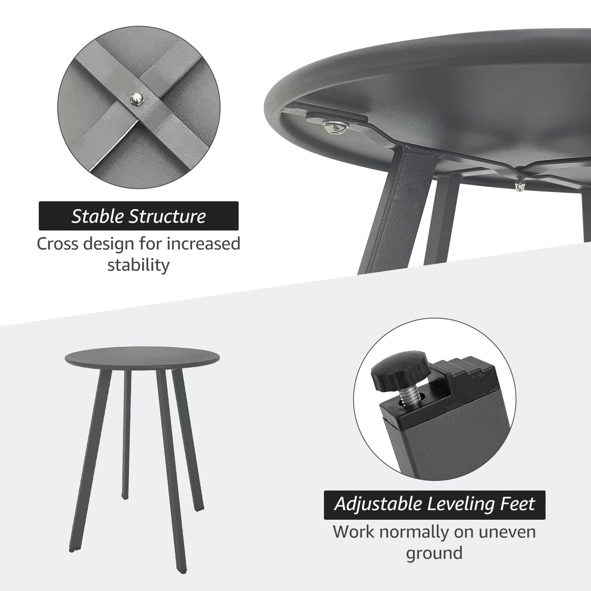 Meluvici round steel table, 15.75 inches diameter, fits compact spaces