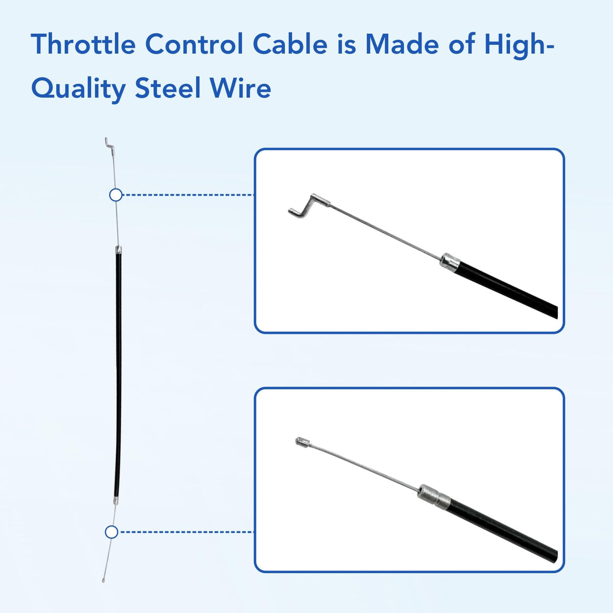 Memiuyelay throttle cable metal-core design improves bending resistance for long-lasting performance.