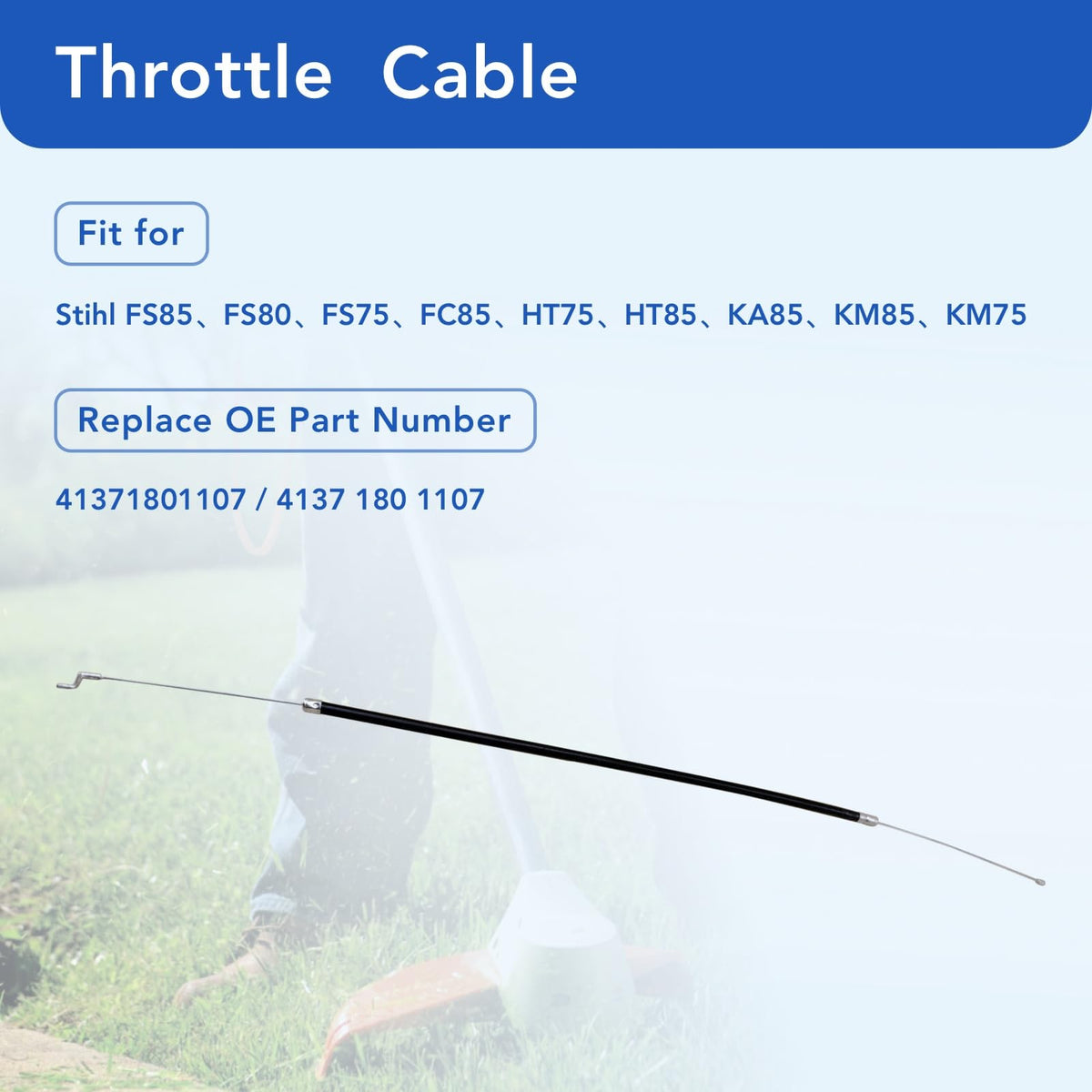 Memiuyelay throttle cable with wear-resistant coating protects against abrasion during use.