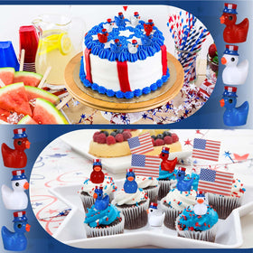 Memorywuu 4th of July ducks glow in the dark for outdoor garden nights.