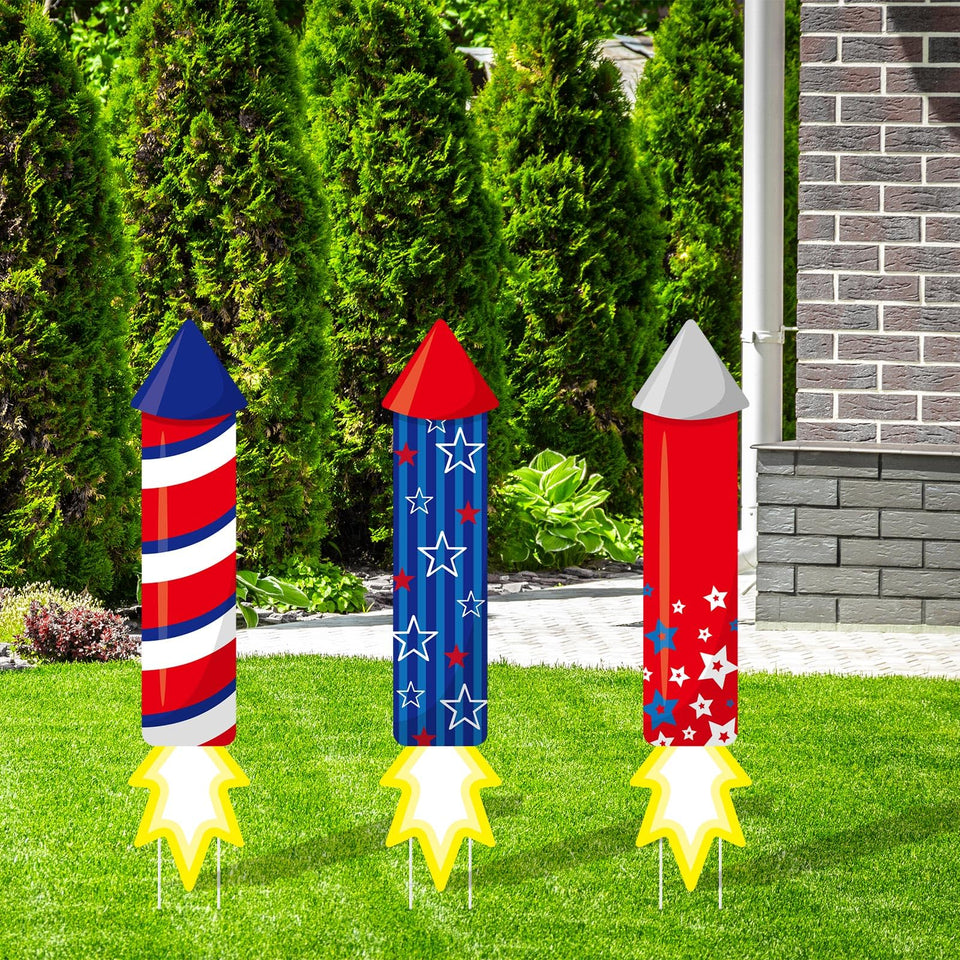 Memorywuu 4th of July yard sign fireworks—vibrant outdoor decor for festive curb appeal.