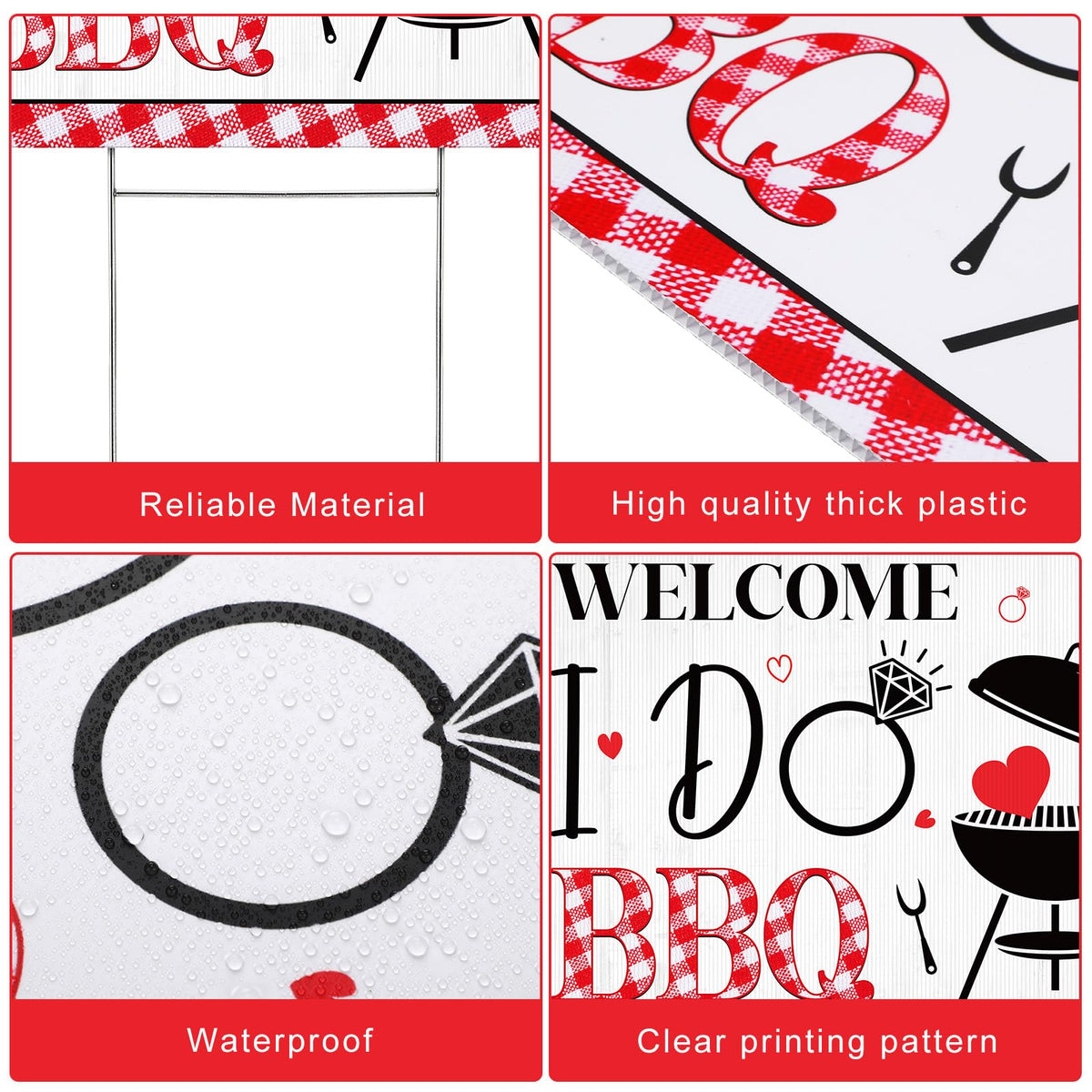 Memorywuu BBQ-themed yard sign in red and black enhances outdoor welcome