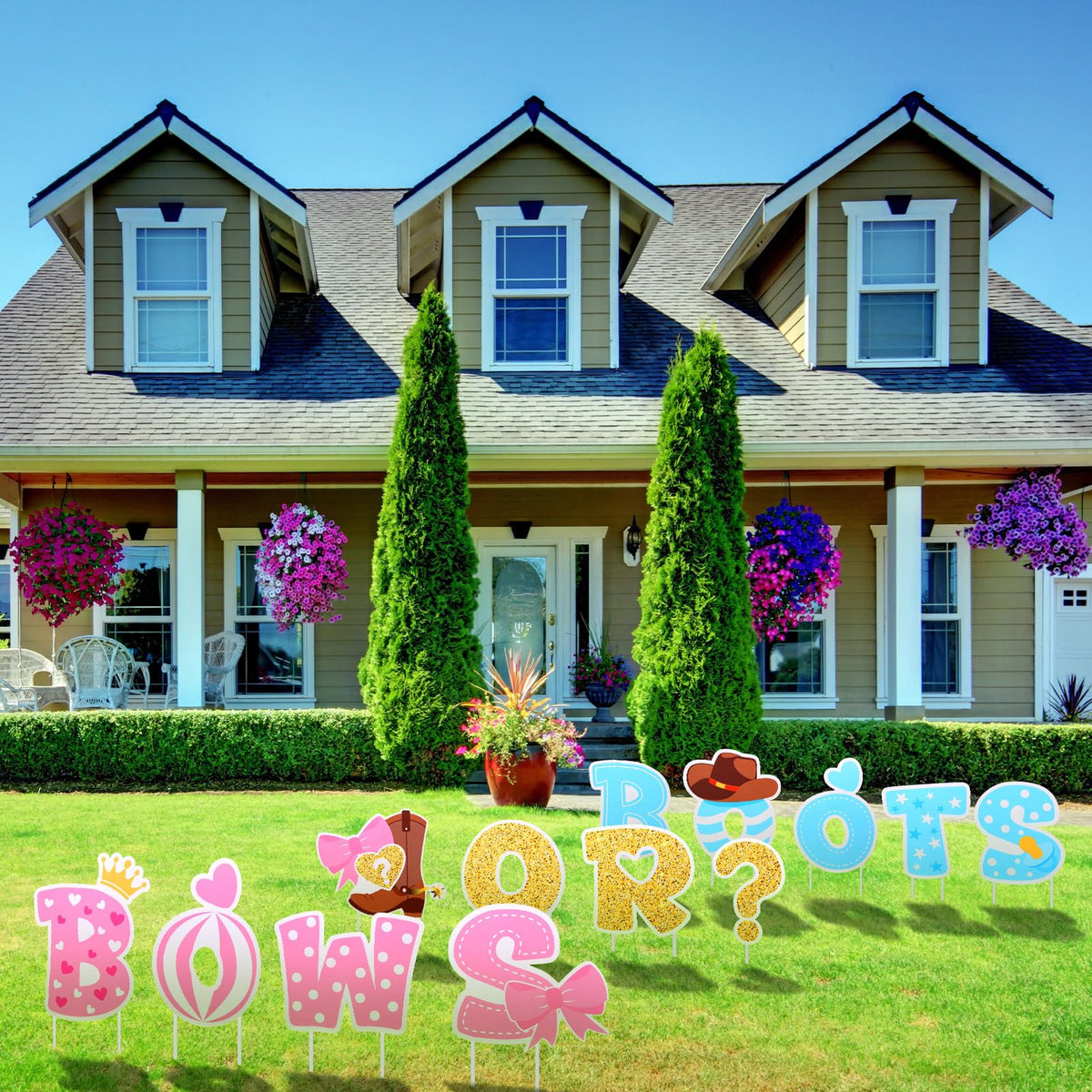 Memorywuu Boots or Bows yard signs provide bold visibility for garden celebrations.