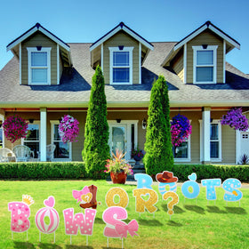 Memorywuu Boots or Bows yard signs provide bold visibility for garden celebrations.