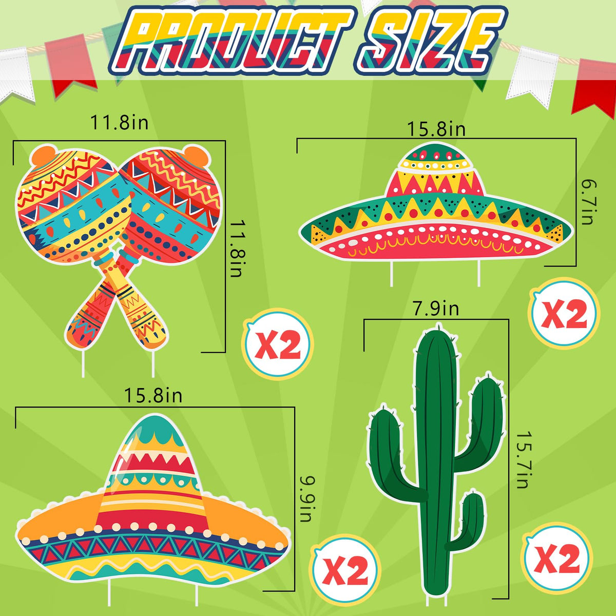 Memorywuu Cinco de Mayo yard sign cactus adds vibrant color to garden party