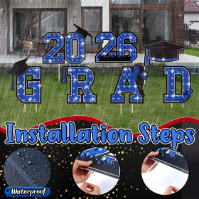 Memorywuu graduation hat sign blue glitter for celebration.