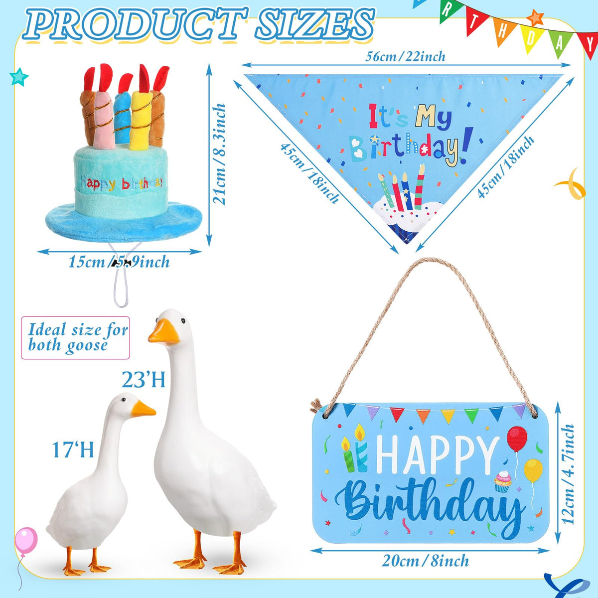 Memorywuu Blue triangle scarf on goose adds birthday charm outdoors