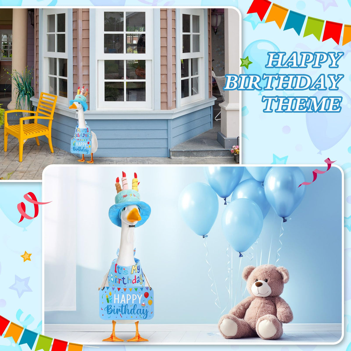 Memorywuu Bright birthday decor for yard goose on patio or garden