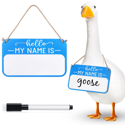 Memorywuu Hello My Name Is Goose Sign for porch display, rustic wood.
