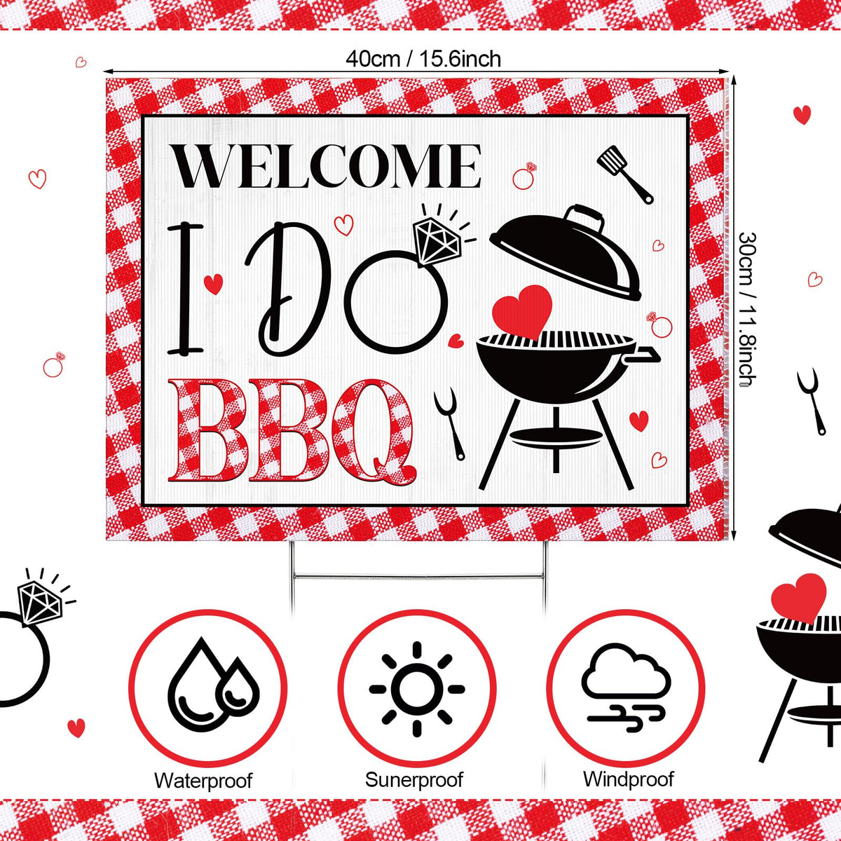 Memorywuu I Do BBQ bracket H-shaped support stabilizes the sign