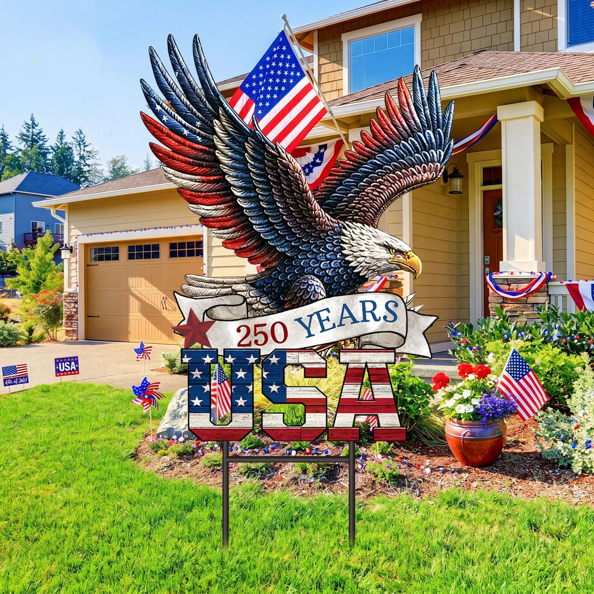 Memorywuu lawn decor ready for 4th of July parades and events.