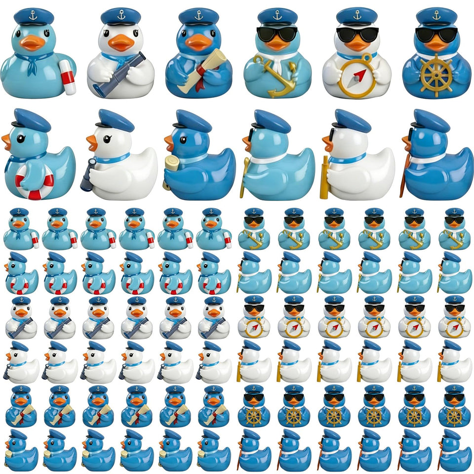 Memorywuu mini sailor ducks in six styles for nautical party decor.