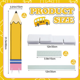 Memorywuu outdoor classroom decor pencil banner in bright yellow enhances party atmosphere.