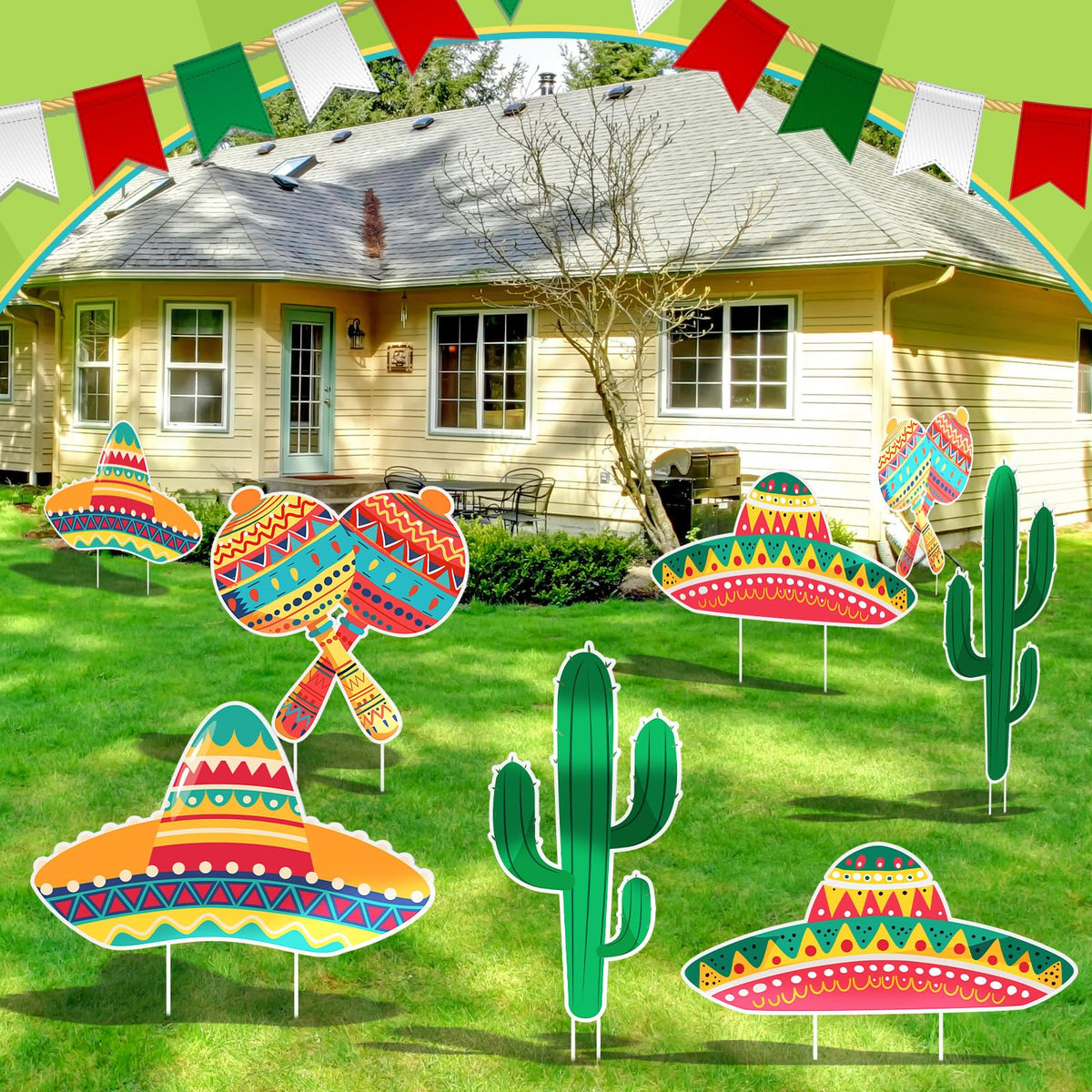 Memorywuu outdoor garden fiesta signs ideal for patios and lawns