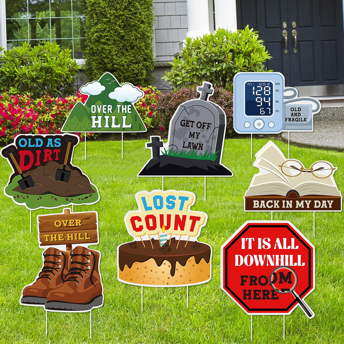 Memorywuu over-the-hill boot-shaped sign adds playful yard party charm for outdoor decor