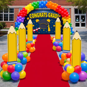 Memorywuu giant yellow pencil yard sign for outdoor graduation decor and photo ops.
