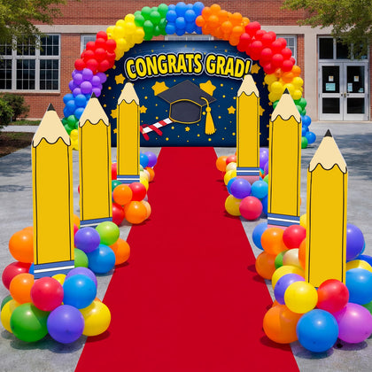 Memorywuu giant yellow pencil yard sign for outdoor graduation decor and photo ops.
