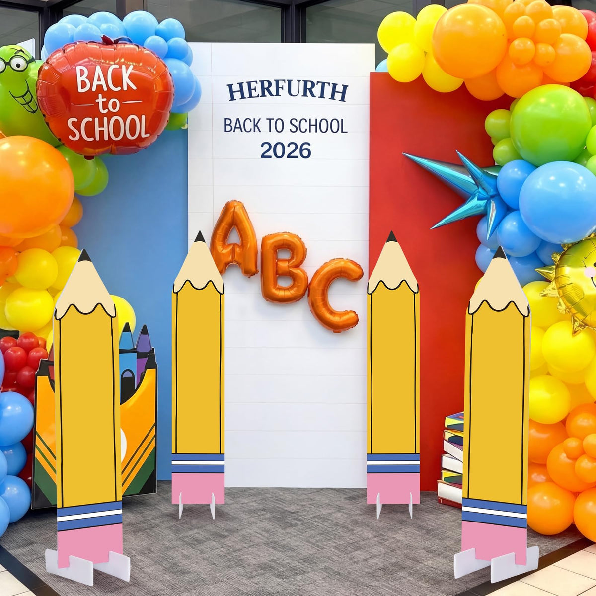 Memorywuu preschool party decor giant pencil yellow brightens celebrations and photo backgrounds.