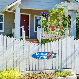 Memorywuu blue surfboard art enhances summer vibes at home or events.