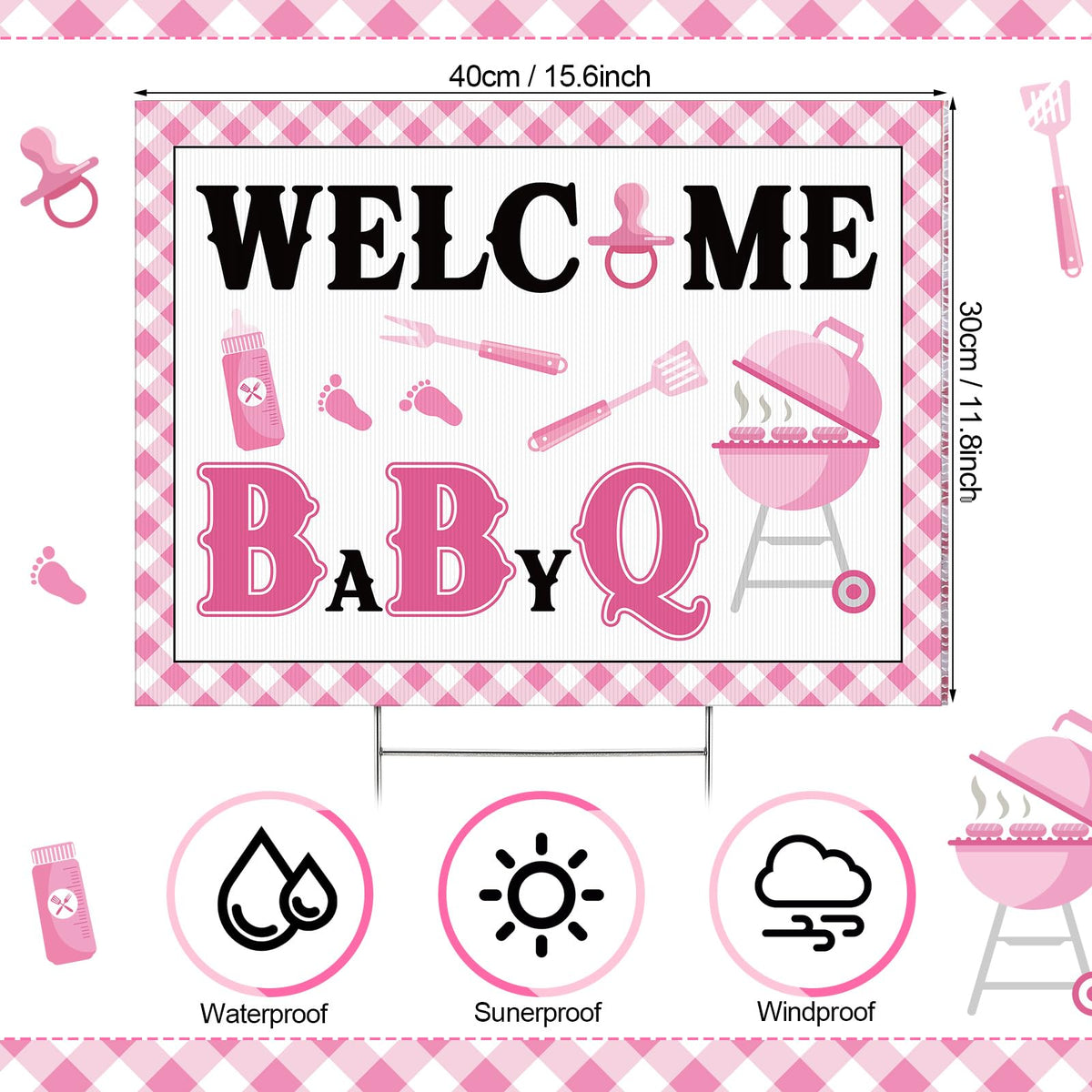 Memorywuu yard sign with iron H-bracket for stable outdoor setup.