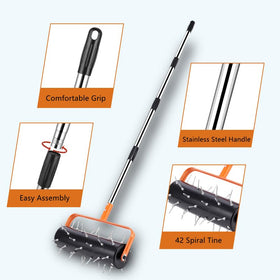 Mempa aerator with 71-inch handle extended for easier use