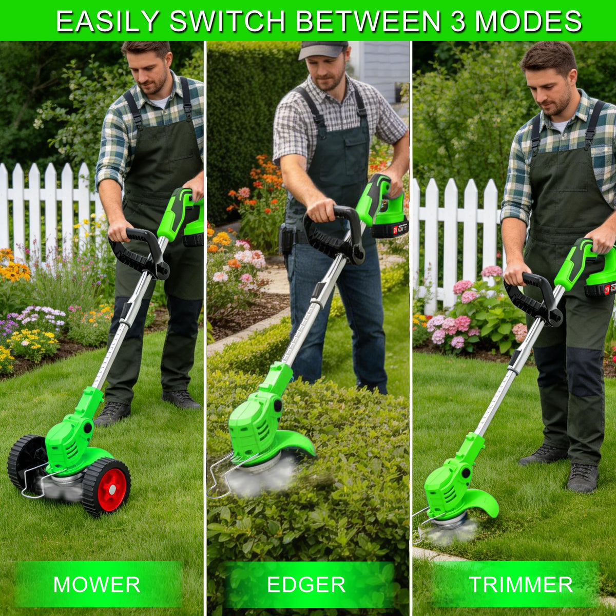 MENGQUYOUPIN four blade types tackle grasses, hedges, and light brush efficiently.