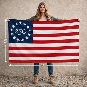 Menigma 250 Years insignia flag highlights milestone for anniversaries and community events.