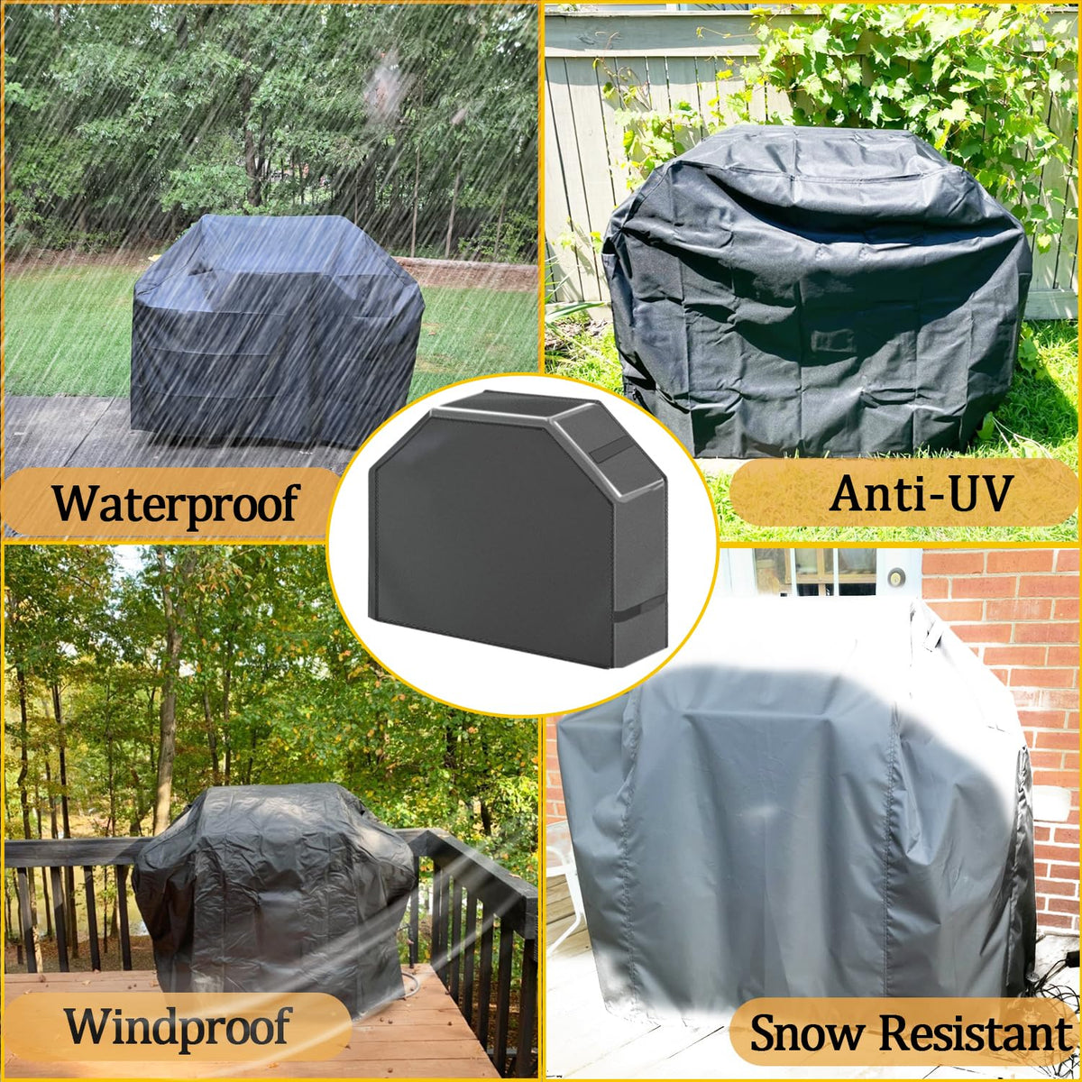Menkow grill cover compatible with Weber, Char-Broil and more grills.