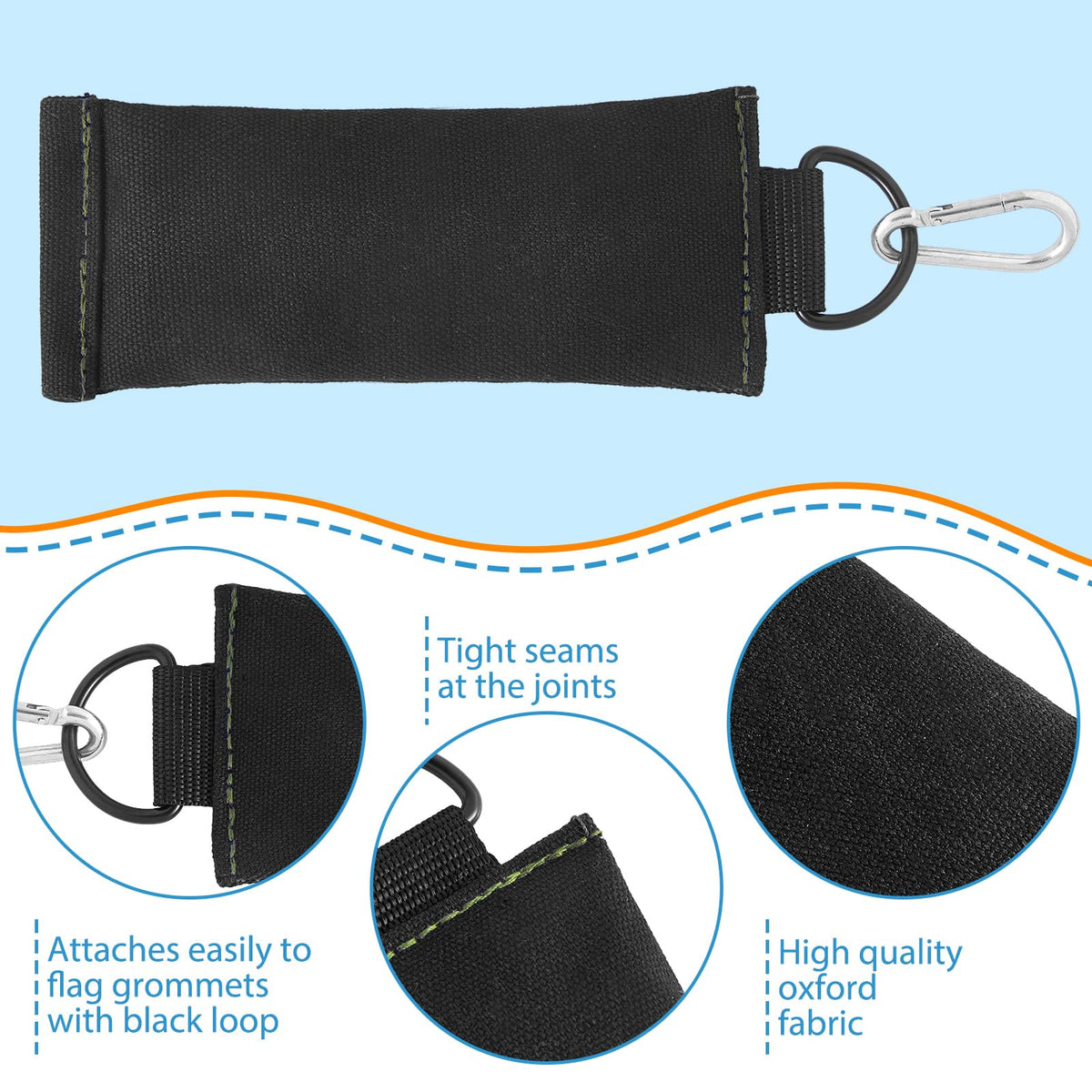 Menkxi flag weight measures 3.5 by 8 inches for balanced display.