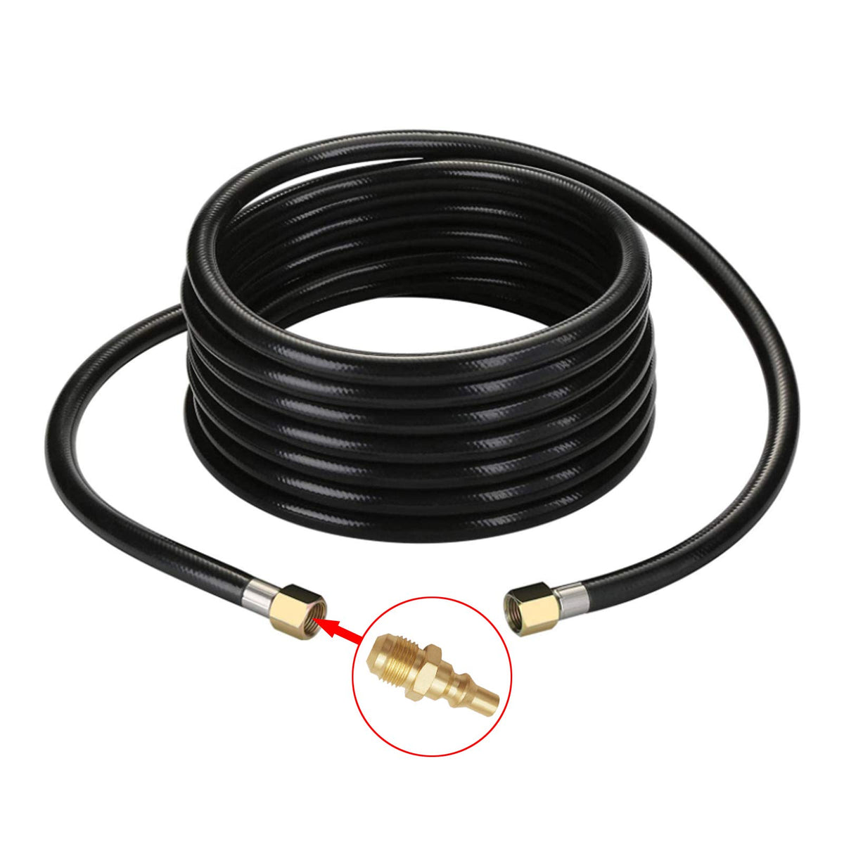 MENSI 3/8-in flare to 1/4-in plug on hose ready for quick RV connections