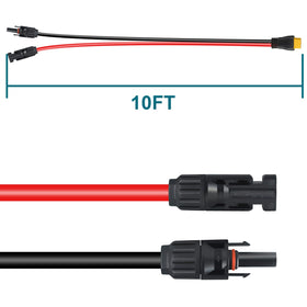 MENTBERY MC4 to XT60 extension cable exterior view with rugged insulation for outdoor solar setups.