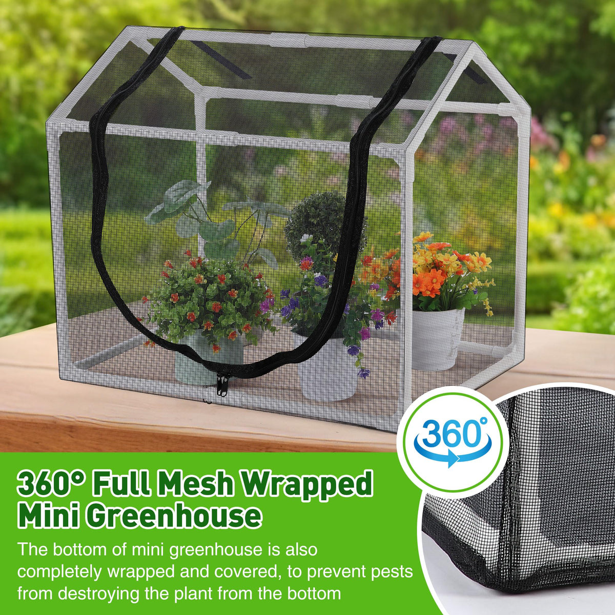 Meonum Compact greenhouse protecting herbs and orchids from pets and birds