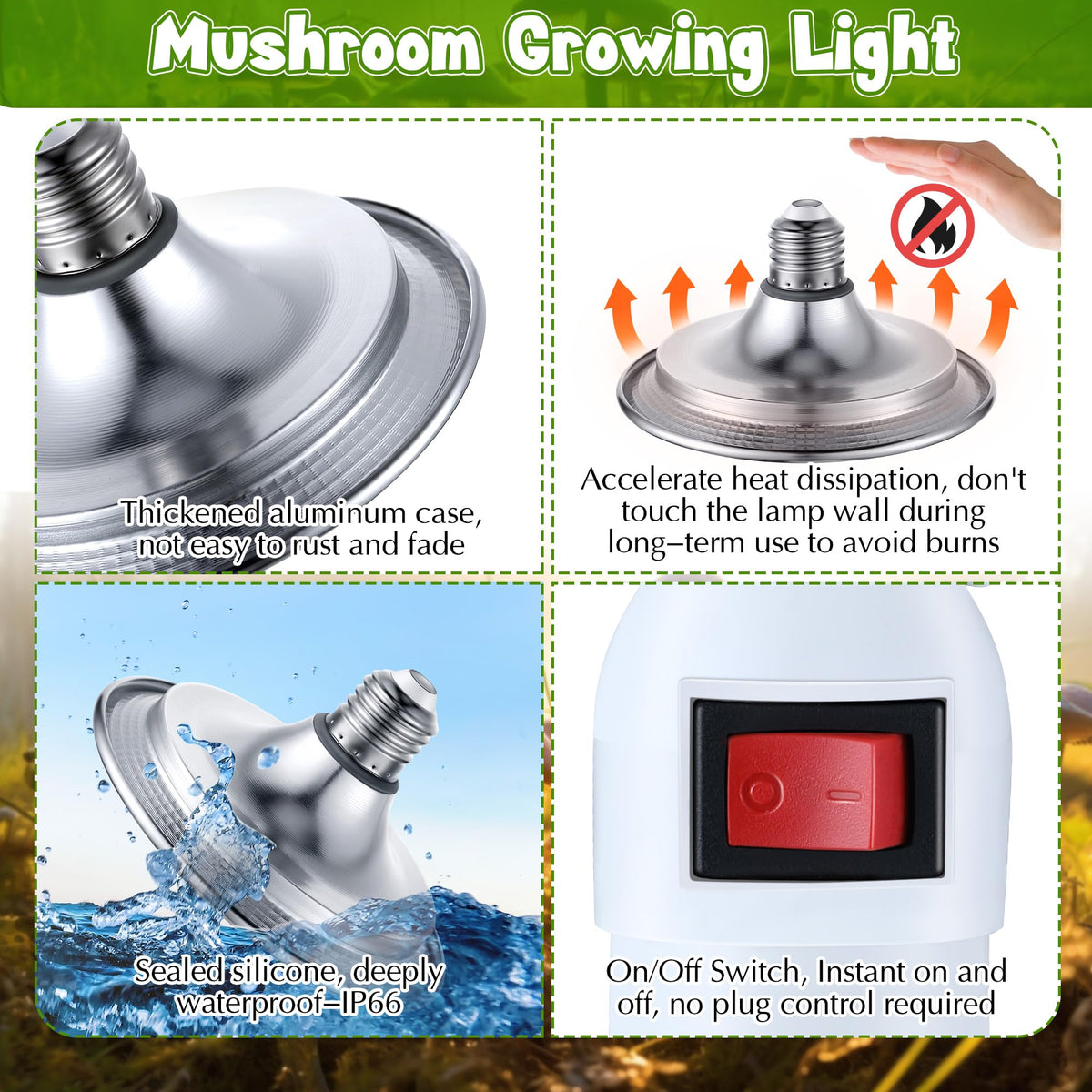 Meonum 4.9 ft cord with switch enables easy placement.