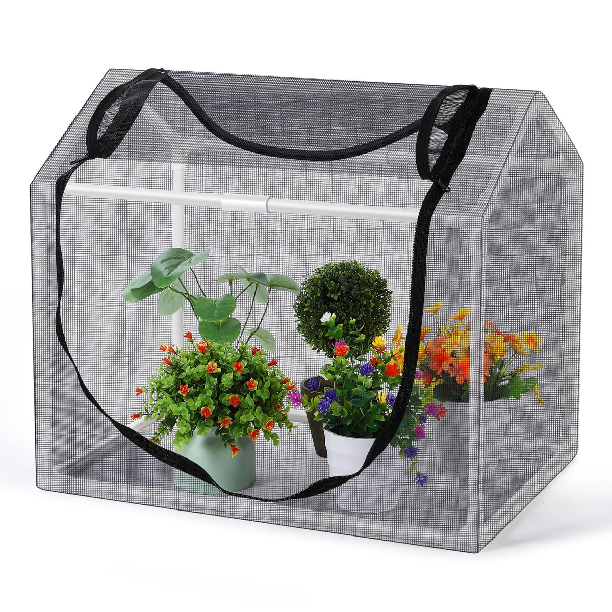 Meonum Mesh Plant Cover with full enclosure protects desk plants from pests while preserving light