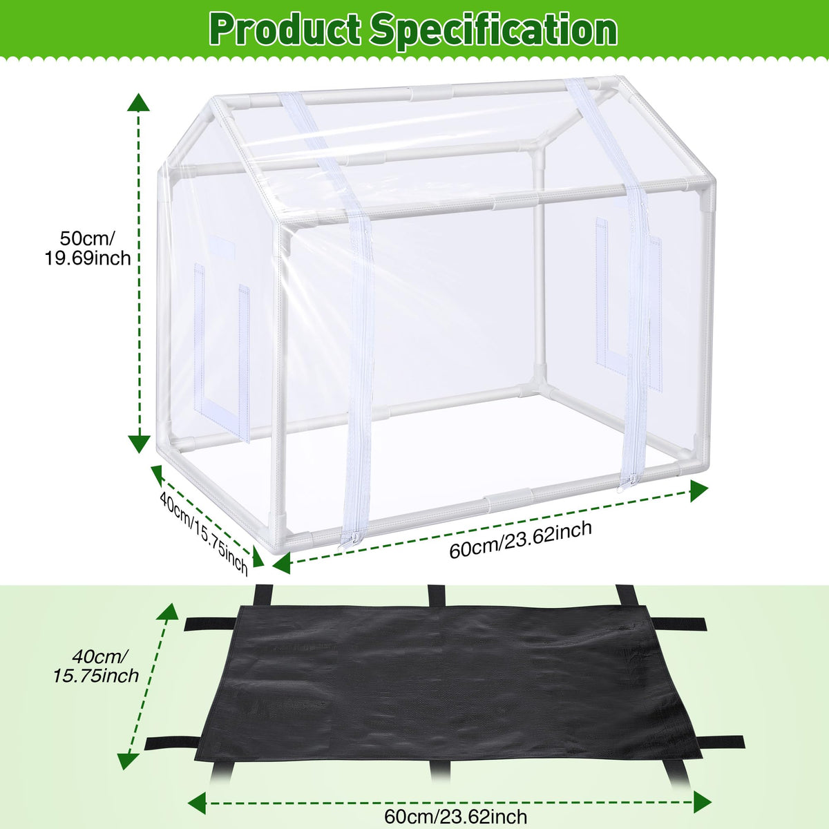 Meonum Mini Greenhouse frame closeup shows sturdy plastic for long-lasting use.